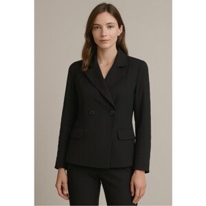 The Fisher Project Textured Double-Breasted Silk Blend Black Blazer Size M
